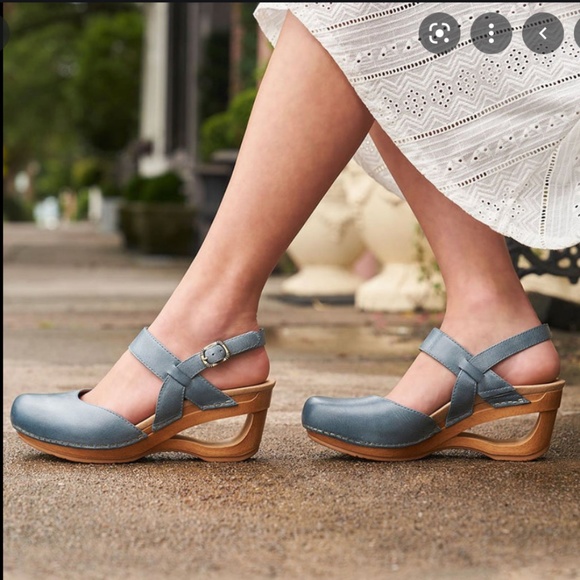Dansko Shoes - Dansko TACI Denim Waxy Slingback Sandals, Blue, EU 37 US 6.5-7